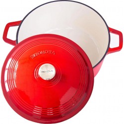 Cocotte En Fonte Ronde Veohome Compatible Induction - Faitout 6 Litres - Ø 28cm