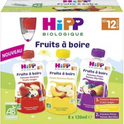 HIPP FRUITS à BOIRE 3 variétés 8X120ml 960ml