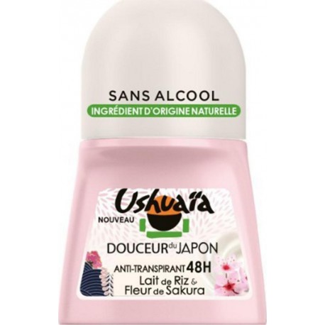 Ushuaïa Douceur du Japon Anti-Transpirant 48h Lait de Riz & Fleur de Sajura 50ml (lot de 4)