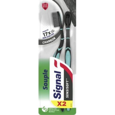 SIGNAL Brosse A Dents Souple Sensisoft Charbon les 2 brosses à dents