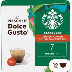 STARBUCKS CAFE MOULU EN DOSETTE ARABICA 12 DOSETTES CAFE CAPSULE COMPATIBLE DOLCE GUSTO COLOMBIE EXPRESSO BOITE CARTON NON ECOLO