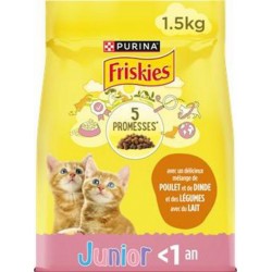 Friskies Croquettes Chats Junior Poulet Lait Légumes 1,5Kg