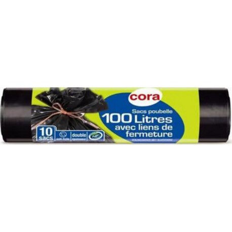 Cora sacs poubelle x10 liens classiques 100l