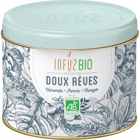INFUZ BIO INFUSION BOITE METAL 80GR 1CT BIOLOGIQUE SANS ORIGINE VRAC CAMOMILLE & ORANGER & POMME