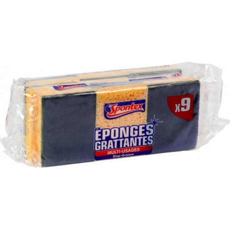 Spontex Eponges Grattantes Multi-Usages Stop-Graisse Par 9 (lot de 3 soit 27 éponges)