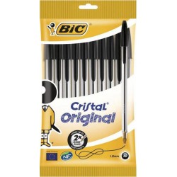 Bic Cristal Original Stylo Noir 1.0mm x10