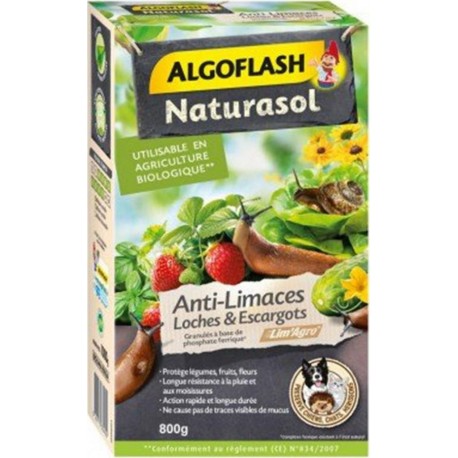 Algoflash Naturasol Anti-Limaces Loches et Escargots Préserve Chiens Chats Hérissons 800g