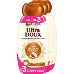 GARNIER Shampooing Ultra Doux Lait de COCO & MACADAMIA 3x250ml 750ml