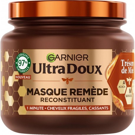 GARNIER Ultra Doux Masque Cheveux Remède Reconstituant Cheveux Fragiles Trésors de Miel 340ml