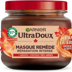 GARNIER Ultra Doux Masque Cheveux Remède Revitalisant Cheveux Très Abîmés Erable Guérisseur 340ml