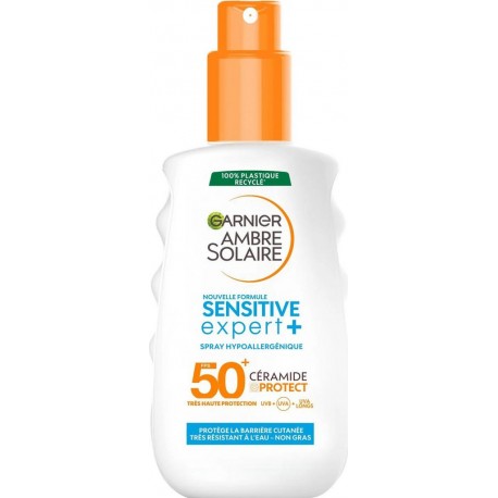 GARNIER AMBRE SOLAIRE Spray Protection Solaire Sensitive Expert+ adulte FPS50+ 150ml