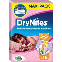 Huggies DryNites Sous-Vêtements de Nuit Absorbants (fille 3-5ans) x16 (lot de 2 soit 32 sous-vêtements)