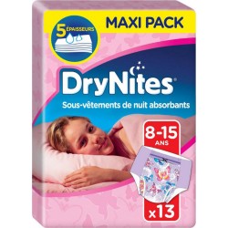 Huggies DryNites Sous-Vêtements de Nuit Absorbants (fille 8-15ans) x13 (lot de 2 soit 26 sous-vêtements)