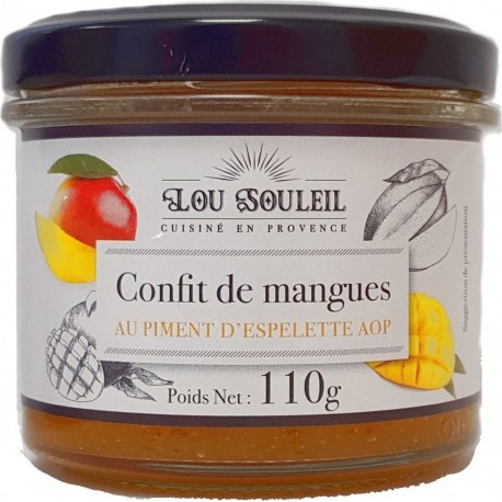 Aop Confit De Mangues Au Piment D'espelette Lou Soleil Pot 110g l'unité de 0.11Kg