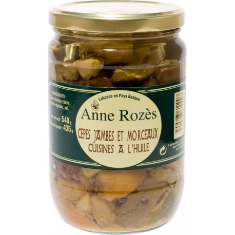 ANNE ROZES Cèpes jambes/morceaux à l'huile 435g net égoutté