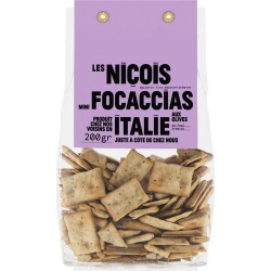 LES NICOIS Biscuits apéritif mini-focaccias aux olives de Papi Armando 200g