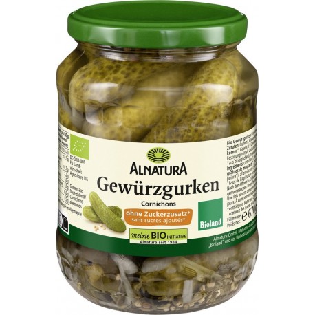ALNATURA Cornichons sans sucres ajouté 360g