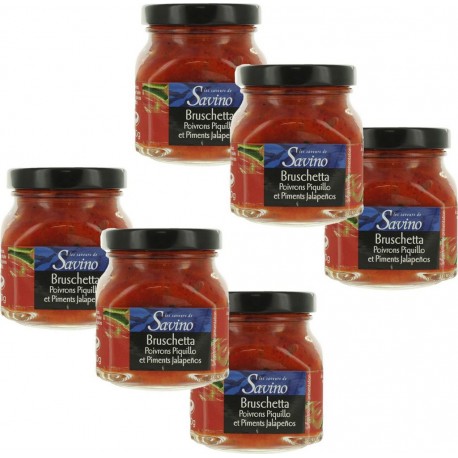 Piquillo Lot 6x Bruschetta Poivrons Les Saveurs De Savino Pot 140g les 6 unités de 0.1Kg