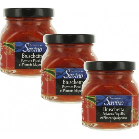 Piquillo Lot 3x Bruschetta Poivrons Les Saveurs De Savino Pot 140g les 3 unités de 0.1Kg