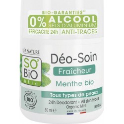 SO'BIO ETIC Déodorant bille Soin Fraicheur Menthe Bio le roll-on