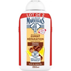 LE PETIT MARSEILLAIS Shampoing Réparation Cheveux cassants Huile de Jojoba Bio lot de 2 flacons de 250ml