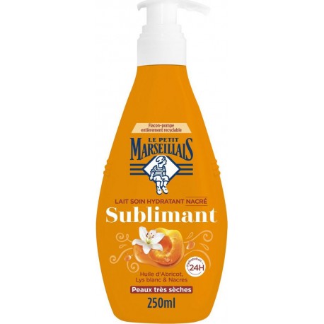 LE PETIT MARSEILLAIS Lait Corps Peau Très Sèche Hydratant Nacré Sublimant Huile d'Abricot 250ml