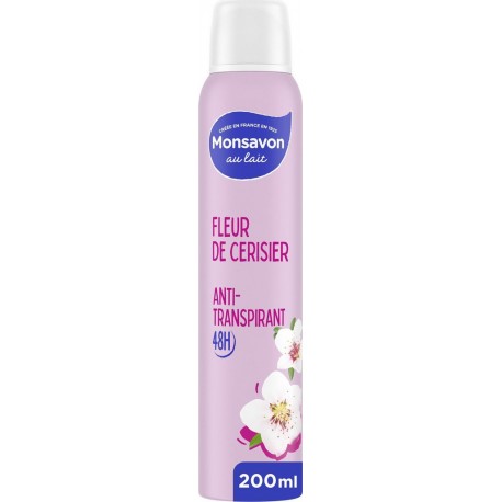 MONSAVON Déodorant spray Anti-transpirant 48h Fleur de cerisier 200ml