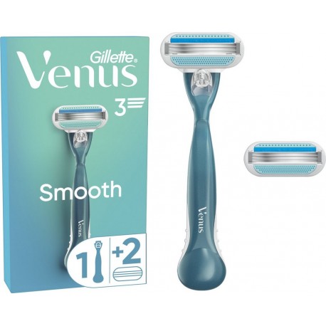 GILLETTE Rasoir Smooth 3 Lames Pour Femme le paquet d'une manche réutilisable + 2 recharges de lames
