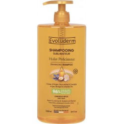 EVOLUDERM Shampoing Sublimateur Cheveux secs Huiles d'Argan Bourrache et Camélia Végan 1L