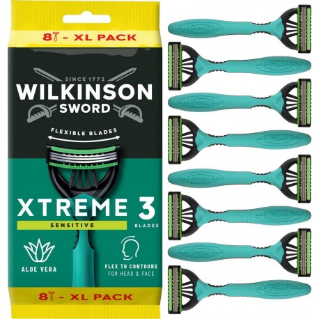 WILKINSON Rasoir Jetable Pour Homme Peau Sensible 3 Lames Flexibles Xtreme 3 8 rasoirs