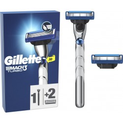 GILLETTE Rasoir MACH 3 Turbo Pour Homme 3 Lames le rasoir + 2 recharges
