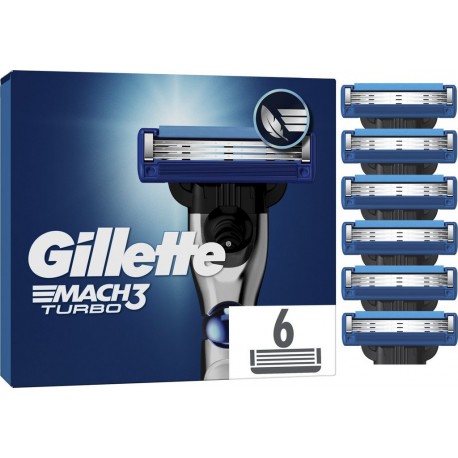 GILLETTE Lames de rasoir Pour Homme Mach 3 Turbo 6 recharges de lames de rasoir