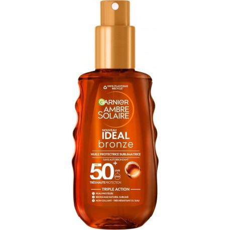 GARNIER Huile solaire Corps Spf 50+ Sublimatrice Protège la Peau Ideal Bronze 150ml