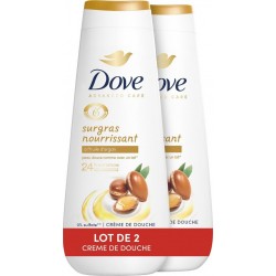 DOVE Crème de Douche Surgras Nourrissant à l'Huile d'Argan lot de 2 flacons de 225ml