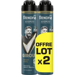 REXONA MEN Déodorant Homme Advanced Protection Giroud lot de 2 sprays de 200ml