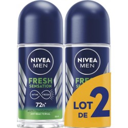 NIVEA MEN Déodorant bille homme Fraîcheur longue durée 0% Alcool lot de 2 roll-on