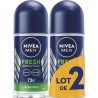 NIVEA MEN Déodorant bille homme Fraîcheur longue durée 0% Alcool lot de 2 roll-on