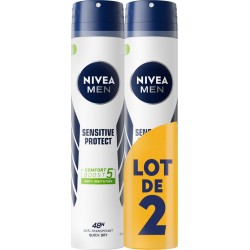 NIVEA MEN Déodorant spray homme Anti-transpirant Peau Sensible Sensitive Protect lot de 2 sprays