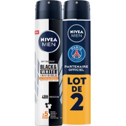 NIVEA MEN Déodorant spray homme Anti-traces Black & White Ultimate Impact lot de 2 400ml