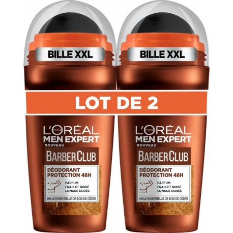 MEN EXPERT Déodorant bille homme Barber Club Protection 48H lot de 2 roll-on