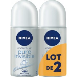 NIVEA Déodorant bille Anti-transpirant Anti-traces blanches Pure invisible le roll-on