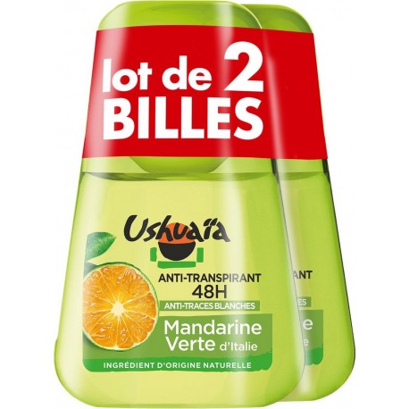 USHUAIA Déodorant bille Mandarine Verte lot de 2 déodorants