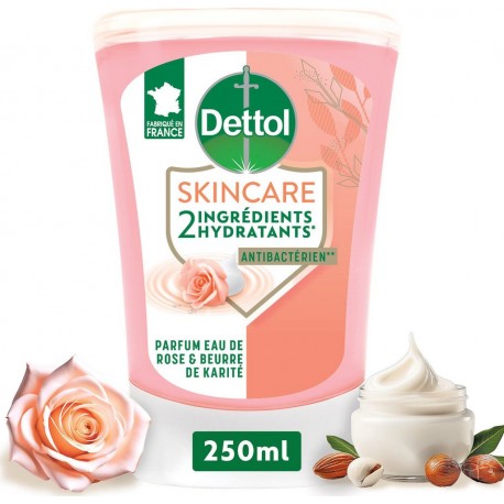 DETTOL Savon Liquide Recharge Mains Anti-Bactérienne No Touch Beurre de Karité la recharge de 250ml