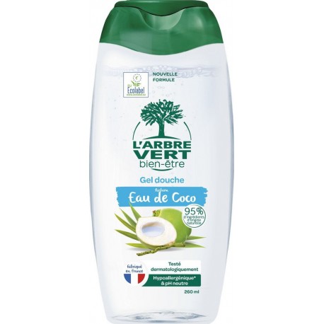 L'ARBRE VERT BIEN -ETRE L'ARBRE VERT BIEN - ETRE Gel Douche Parfum Eau de Coco PH Neutre et Hypoallergénique 260ml