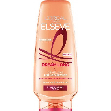 L'OREAL PARIS Après-shampoing Démêlant Anti-fourches Cheveux longs Kératine Végétale et Huile de Ricin Elseve 200ml