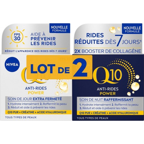 FPS 30 NIVEA Soin Visage Réduit Rides Crème Q10 Jour et Nuit lot de 2 pots de 50ml