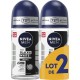 NIVEA MEN Déodorant bille homme Anti-traces black & white lot de 2 roll-on