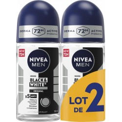 NIVEA MEN Déodorant bille homme Anti-traces black & white lot de 2 roll-on