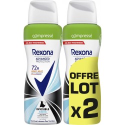 REXONA Déodorant spray compressé Anti-traces Invisible Aqua Advanced Protection lot de 2 sprays