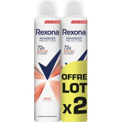 REXONA Déodorant spray Musc 72h lot de 2 sprays